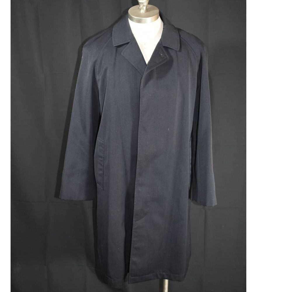 Vintage Coliseum Black Wool Overcoat Removable Liner - L